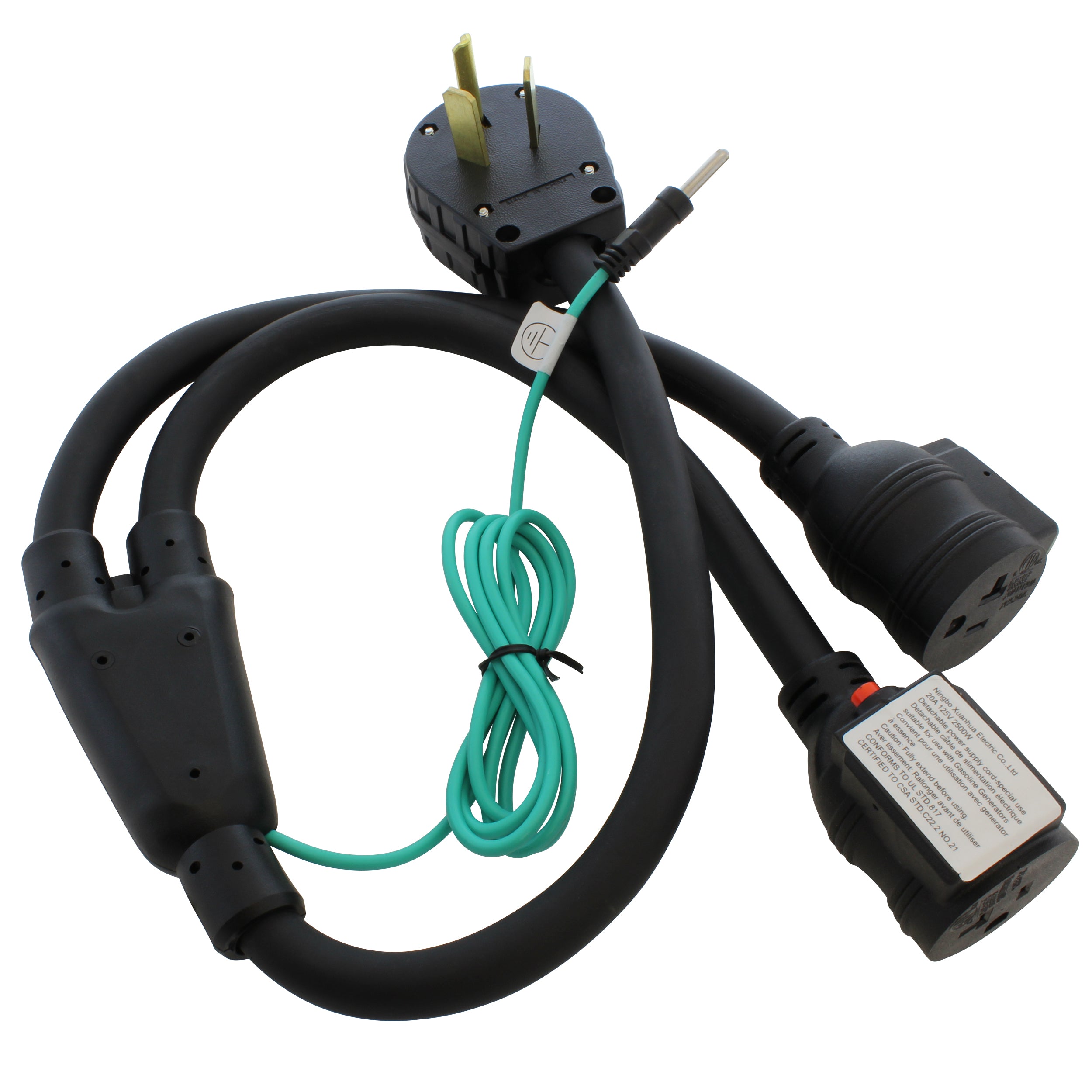 NEMA 10-30 3-Prong Dryer Plug to (2) Household With 20A Breakers