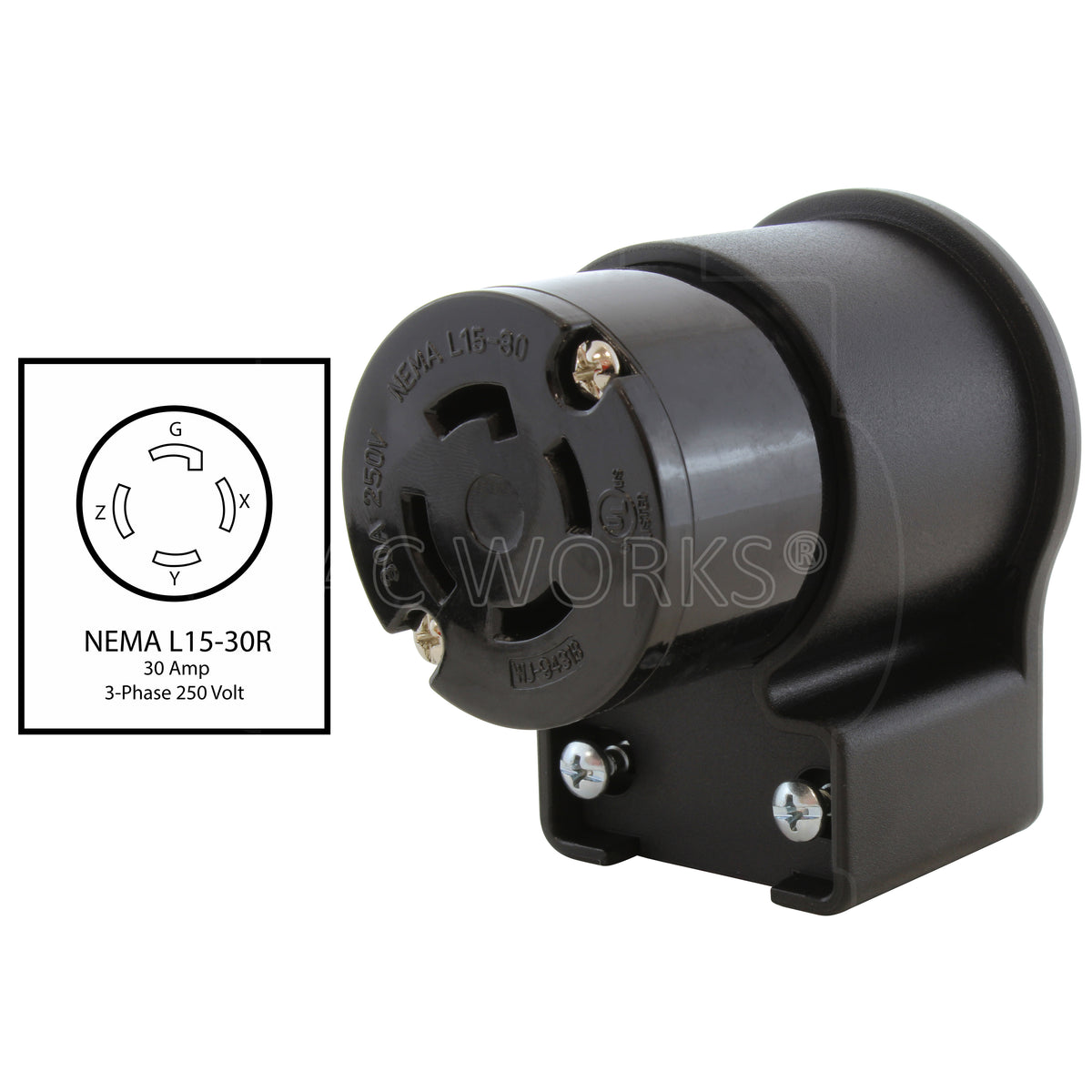 thumbnail image 2 of NEMA L15-30R Locking Connector – 30A 250V, 3-Phase, IBX-L1530R 2 of 5