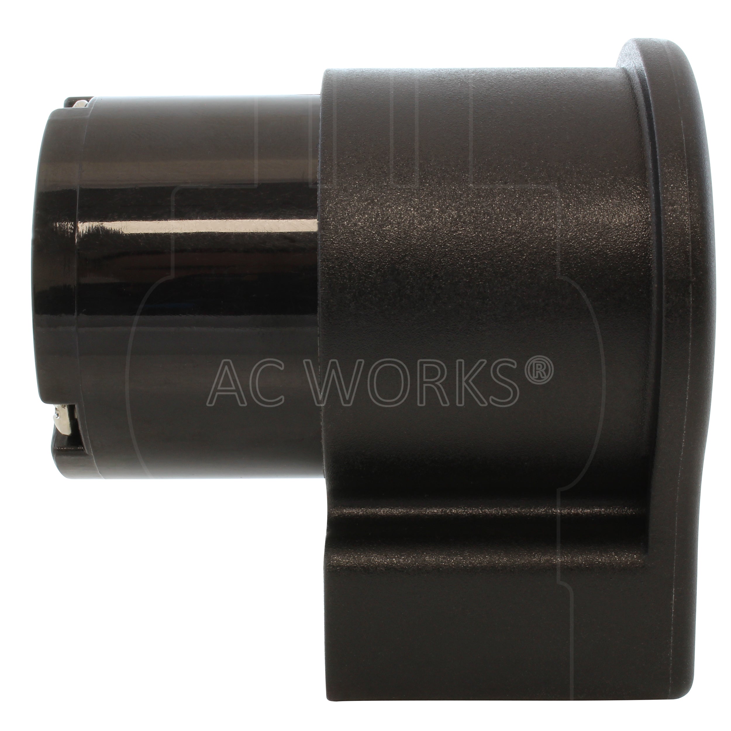 NEMA L5-30R female locking elbow wiring connector side view
