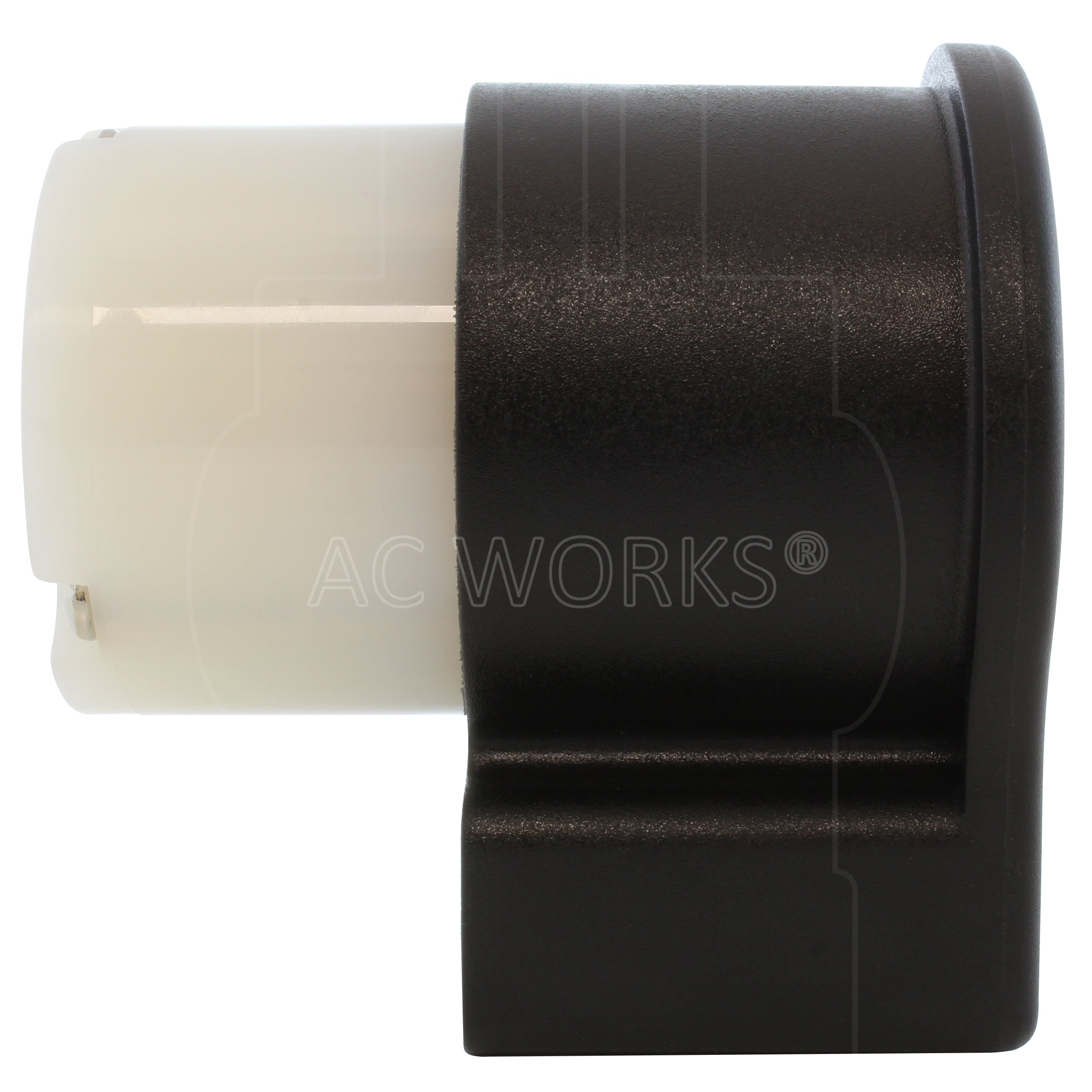 NEMA L7-20R female locking elbow wiring connector side view