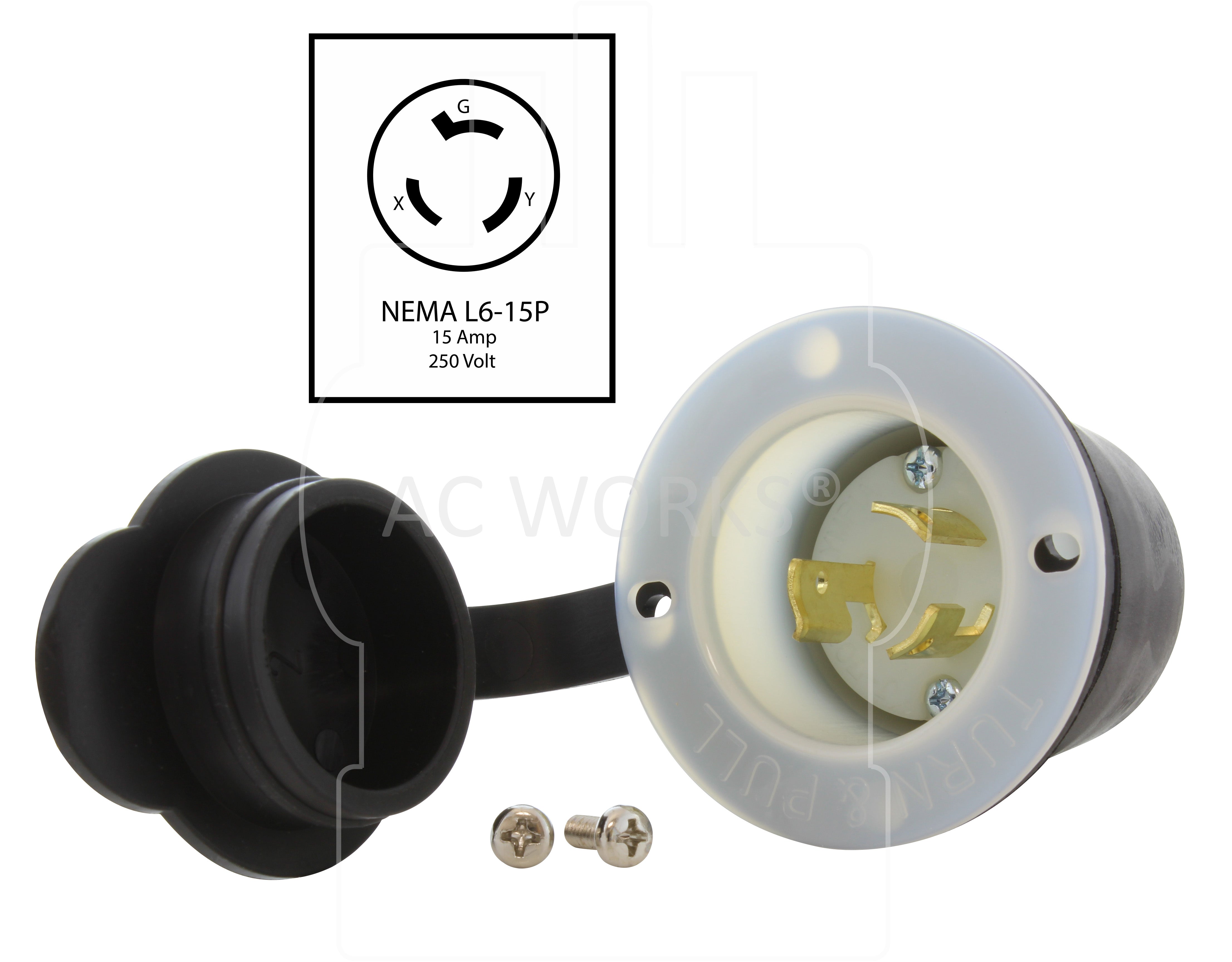 NEMA L6-15P 3-prong 250V 15A inlet