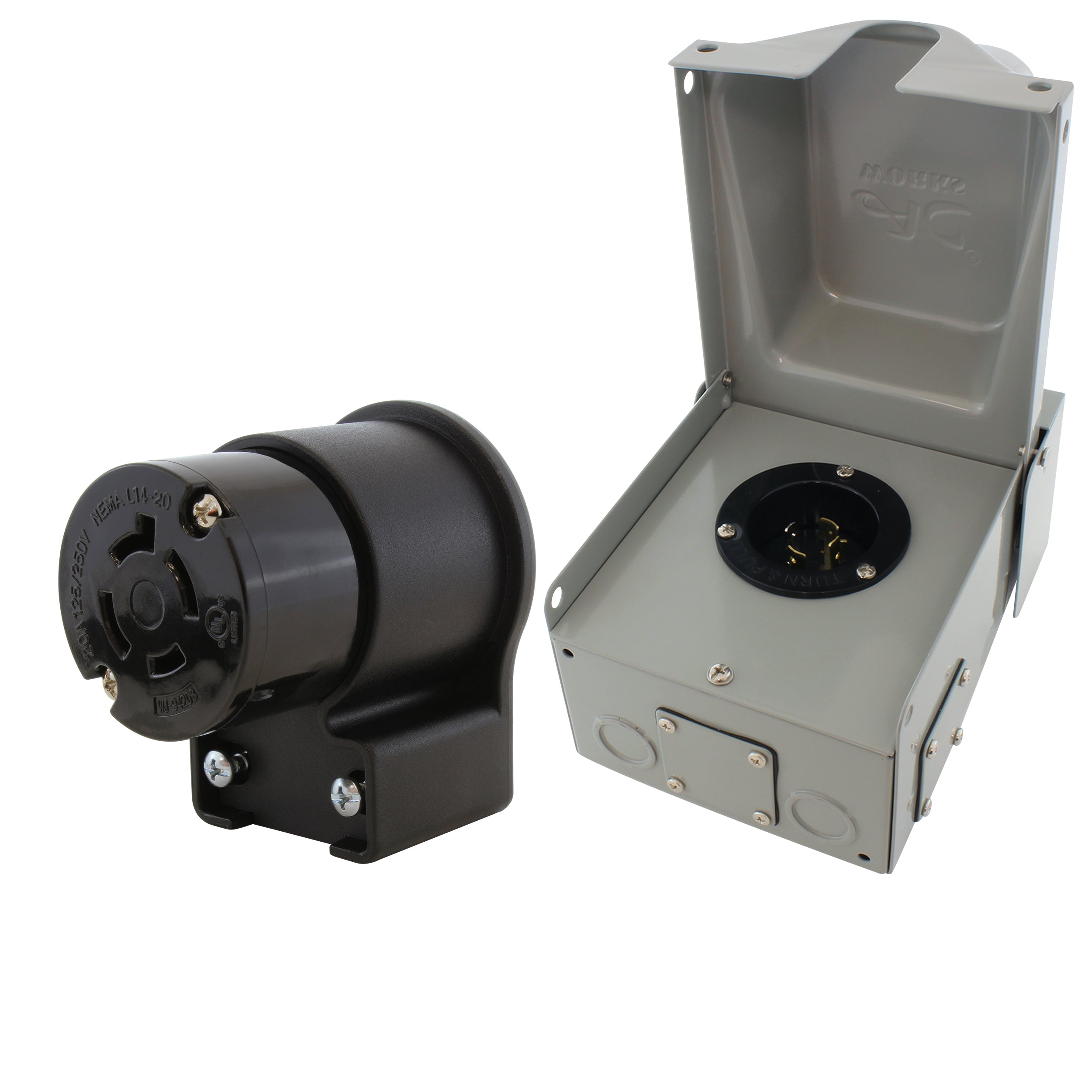 male inlet box with matching elbow female connector