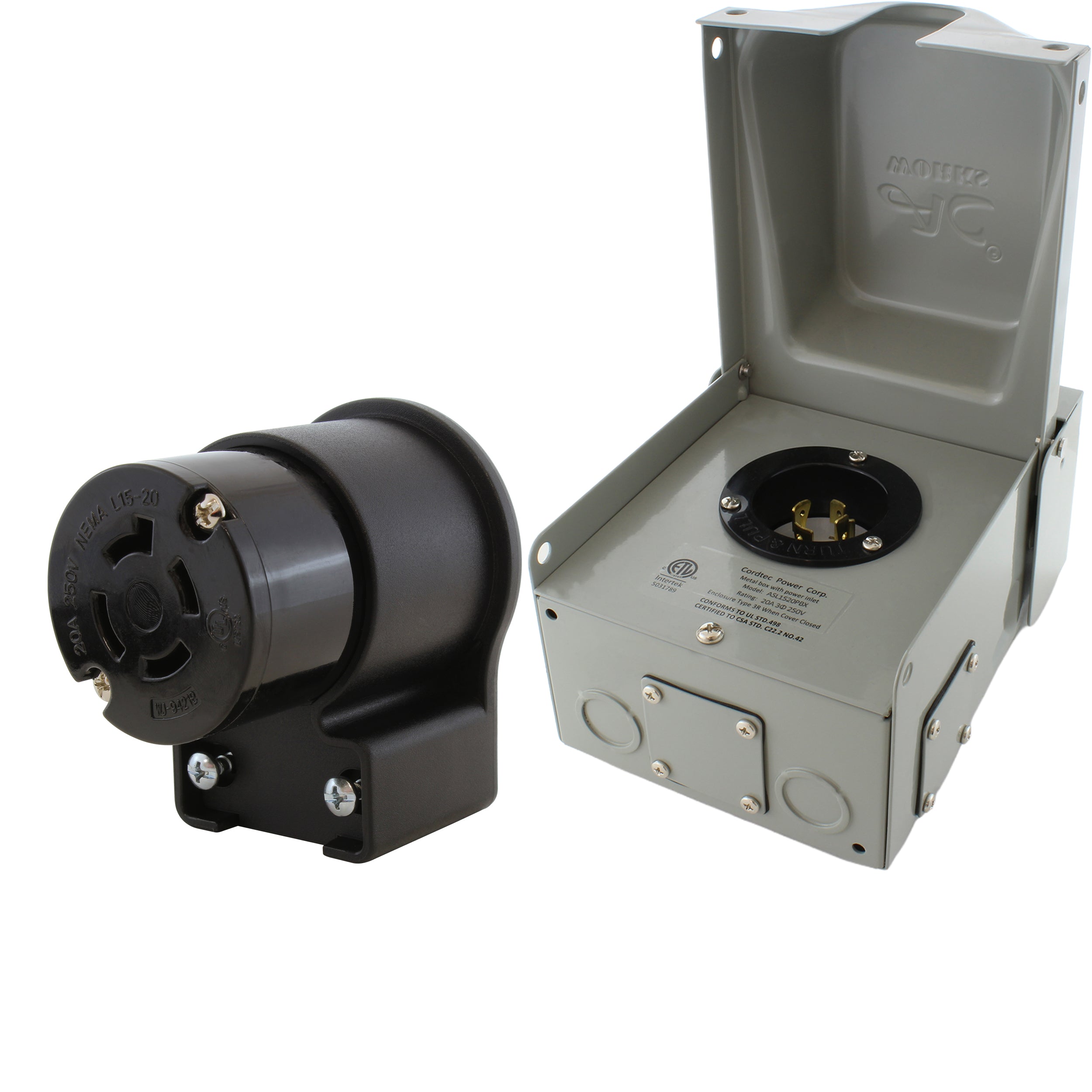 male inlet box with matching elbow female connector