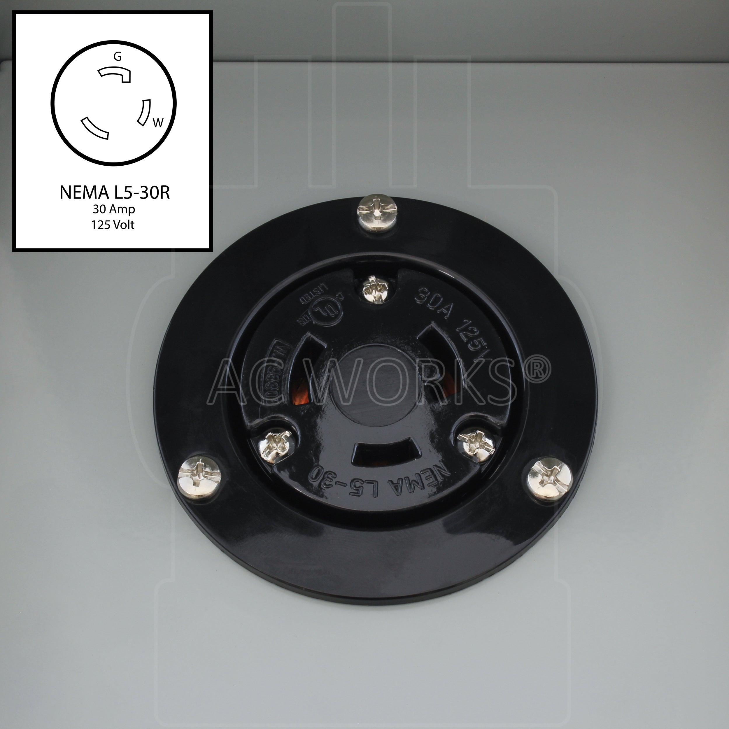 NEMA L5-30 30A 125V 3-prong locking outlet