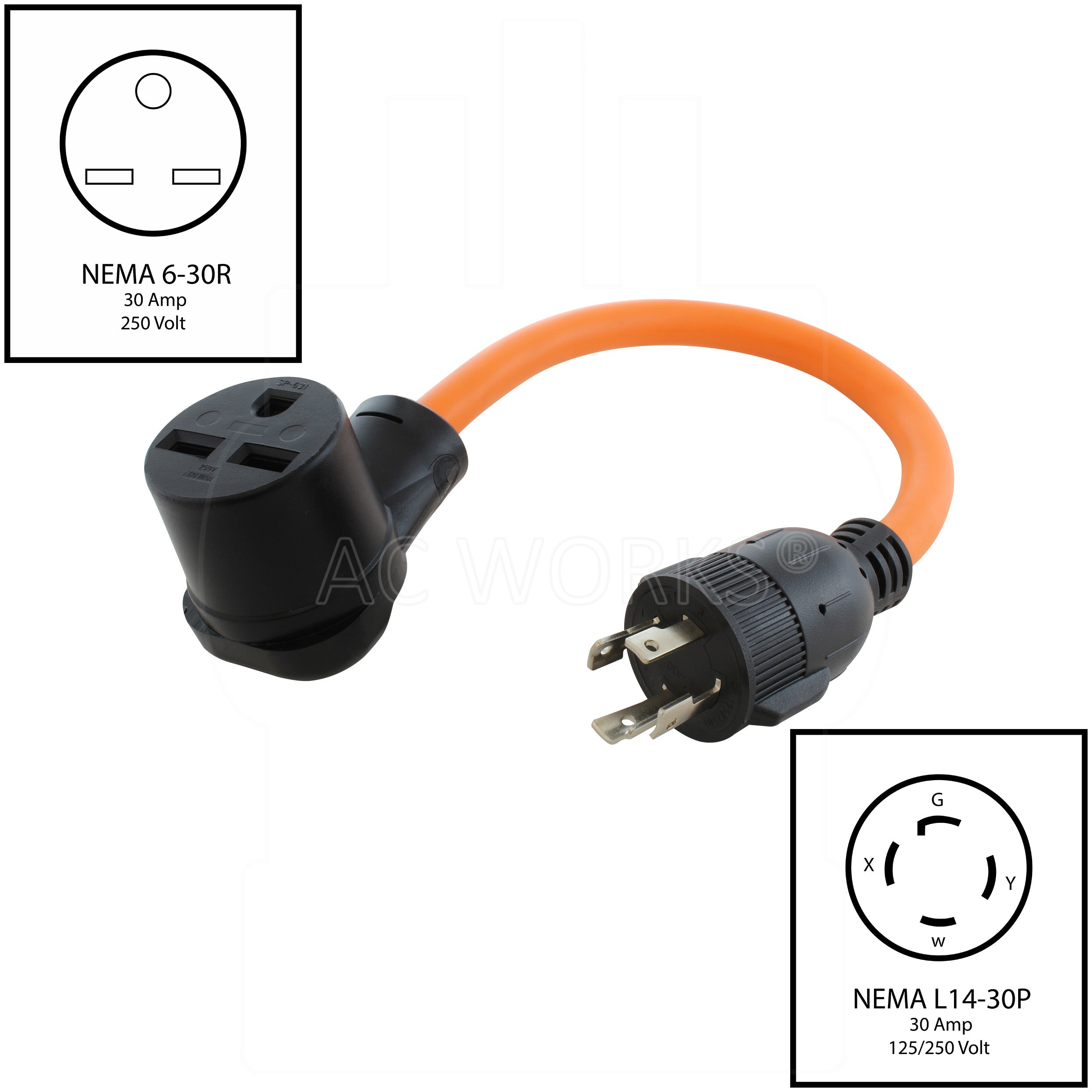 NEMA L14-30P to NEMA 6-30R