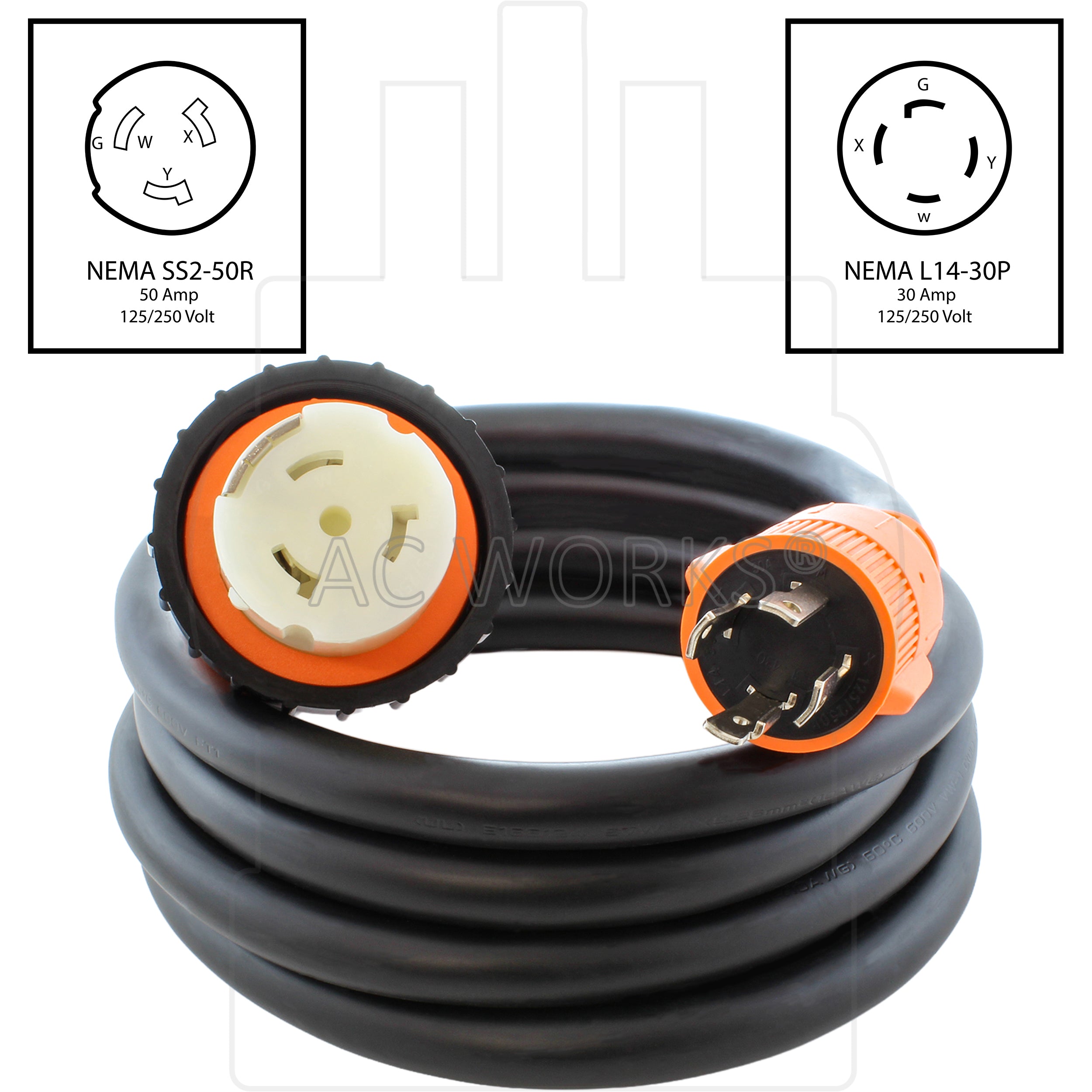marine adapter cord with locking plug with nema
