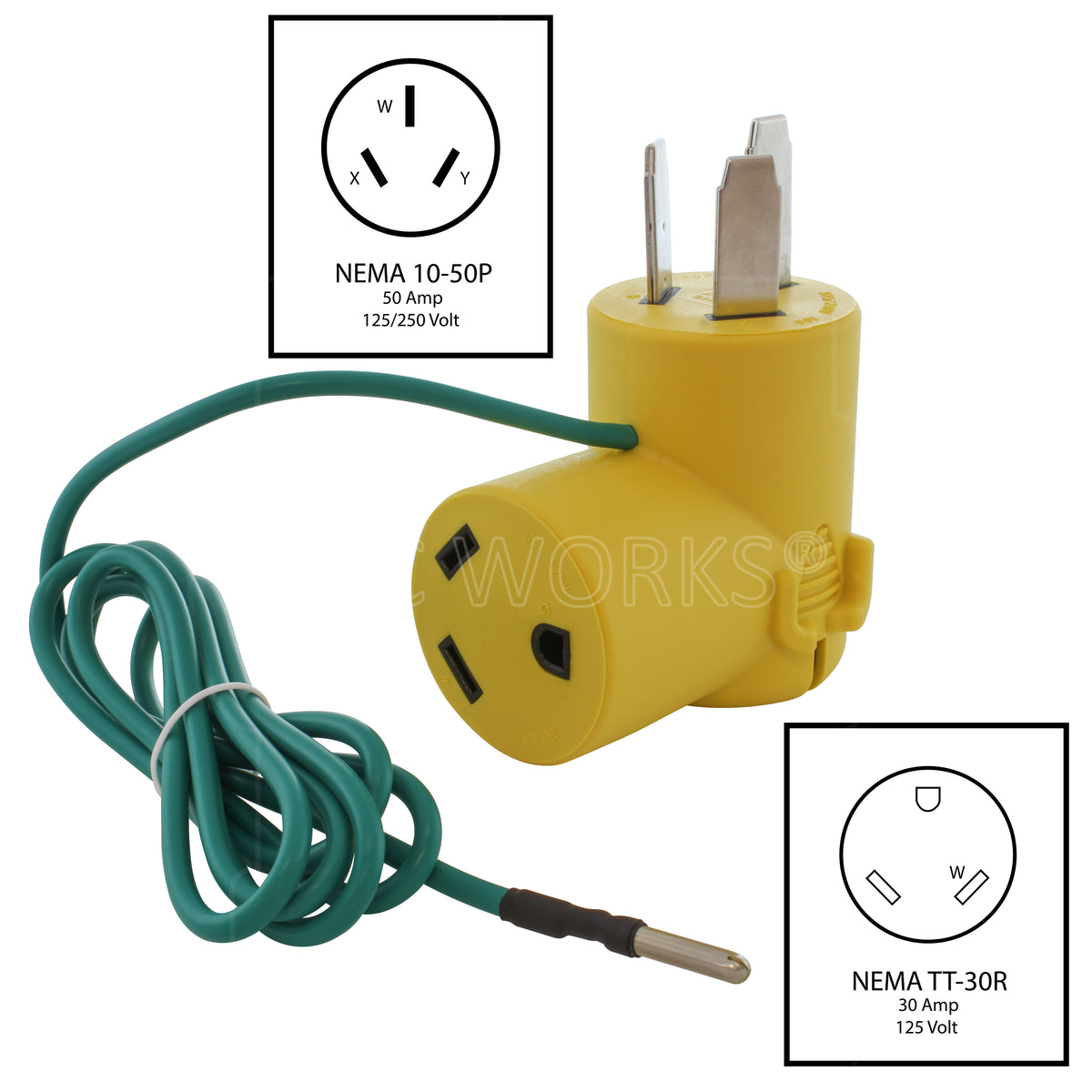 NEMA 1050P 50A Old Welder/Range Plug to 30A RV TT30R Adapter AC