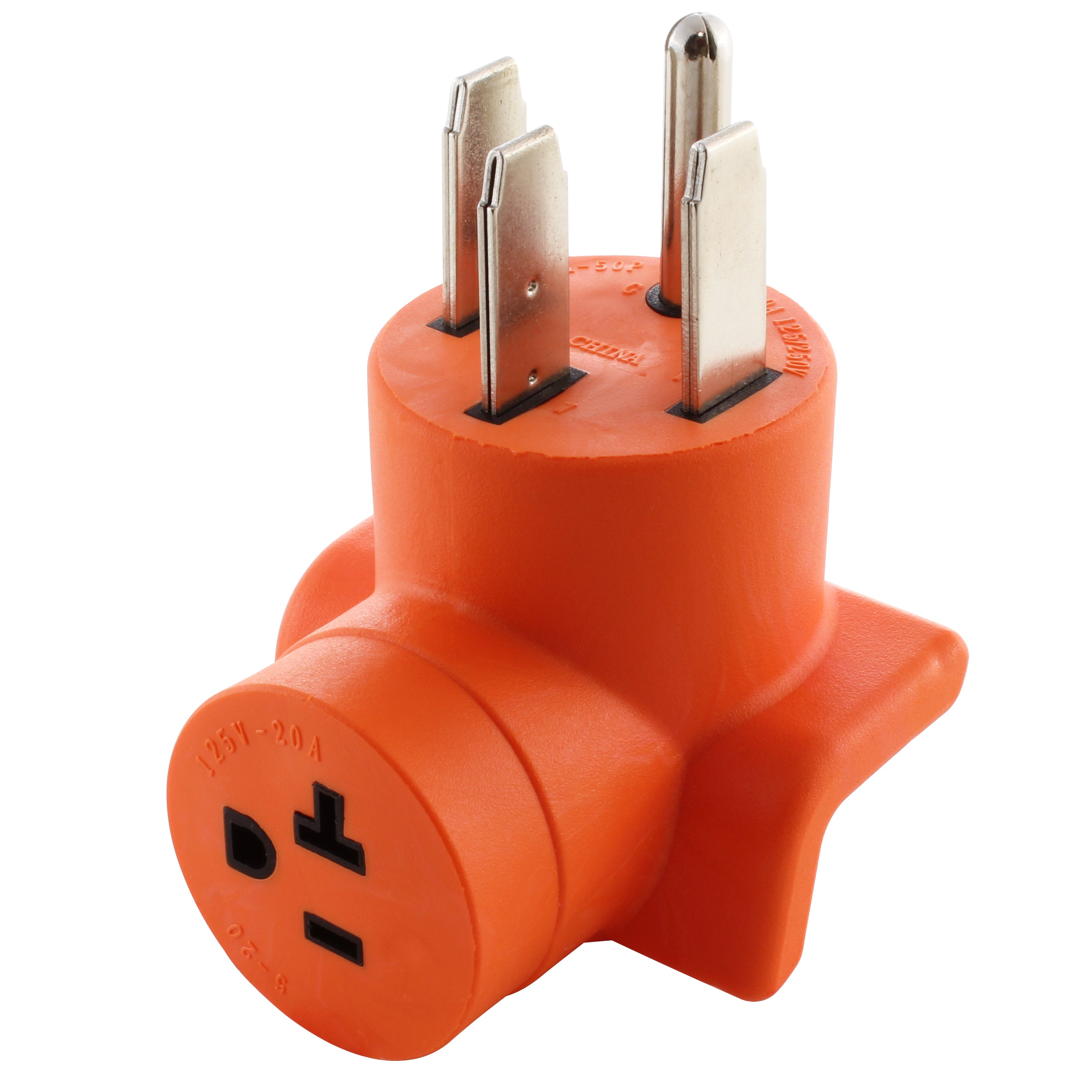 AC WORKS® 14-50P 50A Range/RV/ Generator Plug to 20A Household