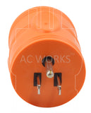 AC Works, NEMA 5-15P, Household Plug, Residential, Orange Adapter