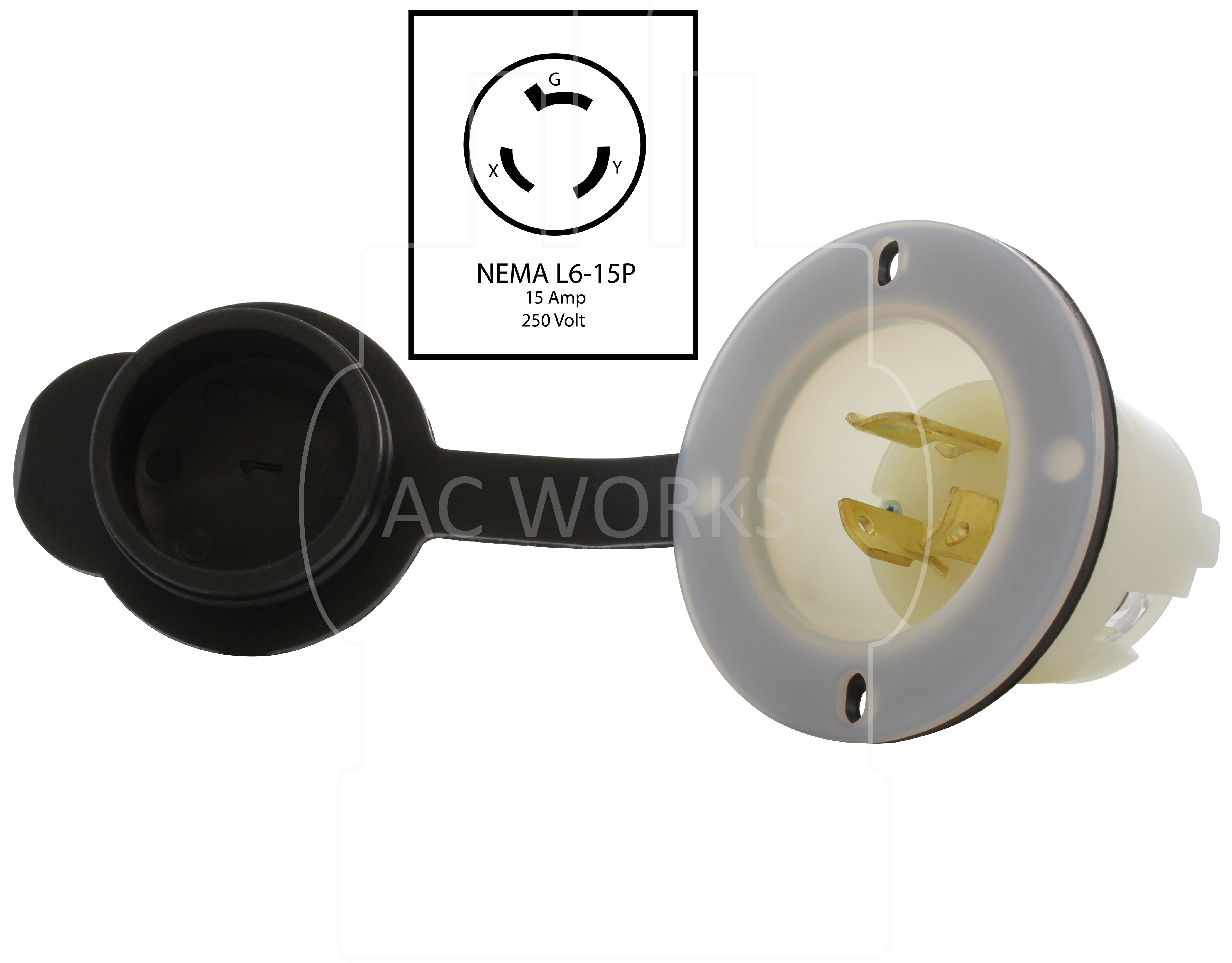NEMA L6-15P 3-prong 250V 15A inlet