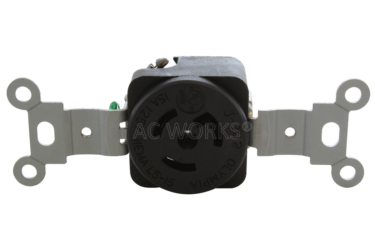 NEMA L515R 15A 125V Flush Mount Locking Industrial Grade Receptacle