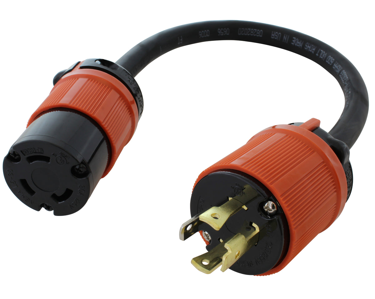 1.5FT L14-30P 4-Prong 30A Locking Plug to L5-30R 30A 125V 3-Prong Adap – AC  Connectors