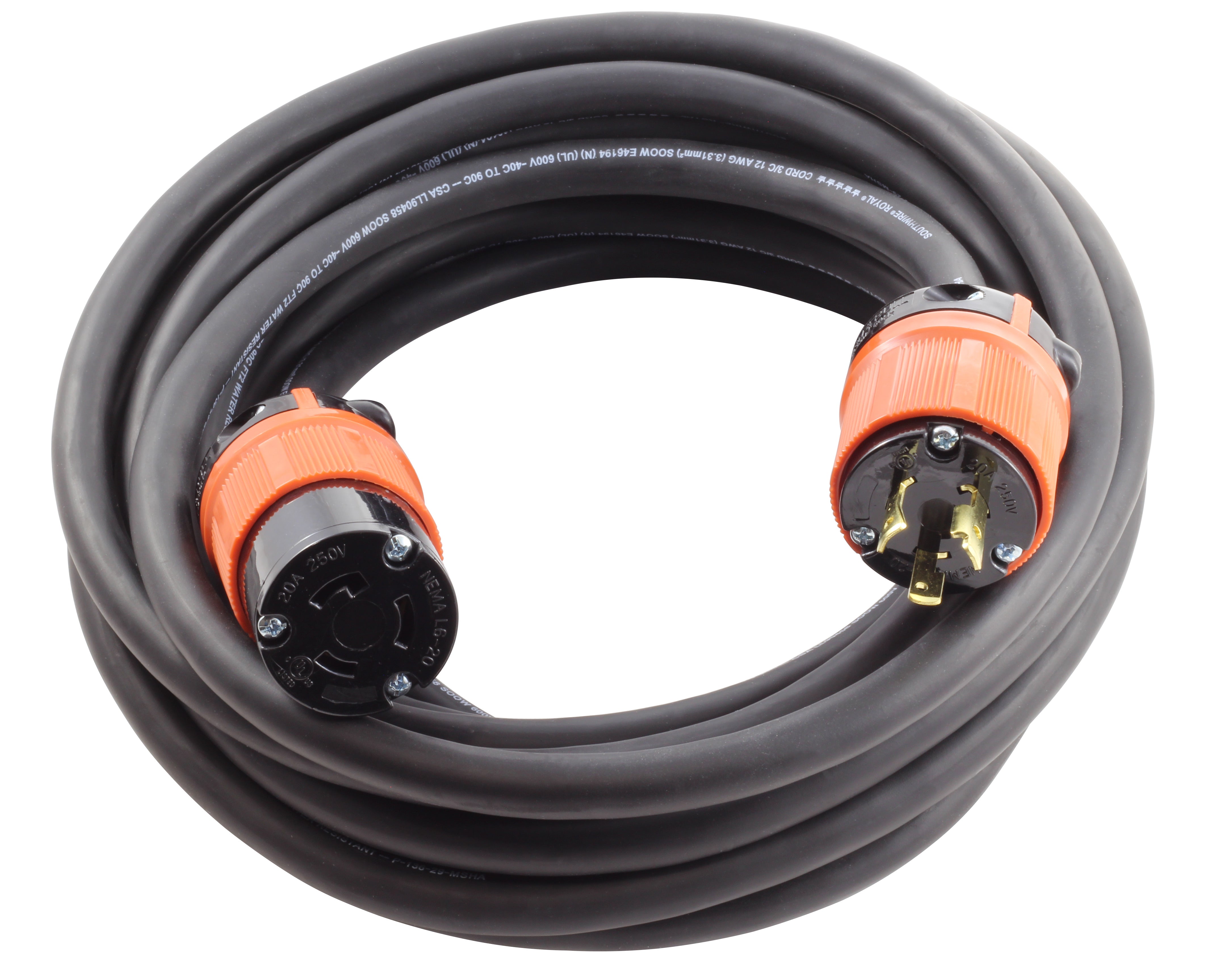 AC WORKS® brand L6-20 20 Amp 250 Volt All Weather Rubber Extension