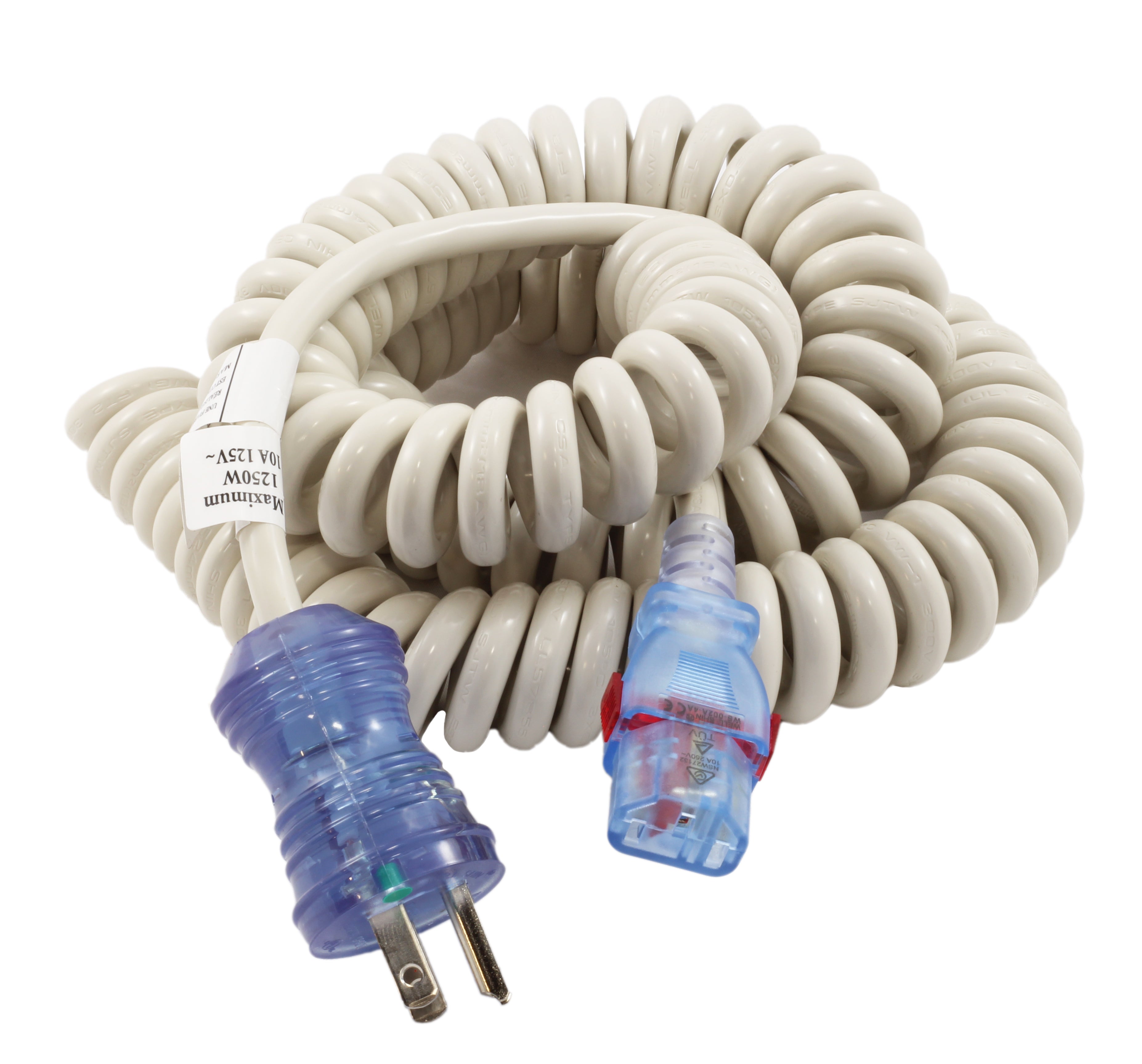 Coiled IEC C13 Medical Grade Power Cord 10FT – AC Connectors