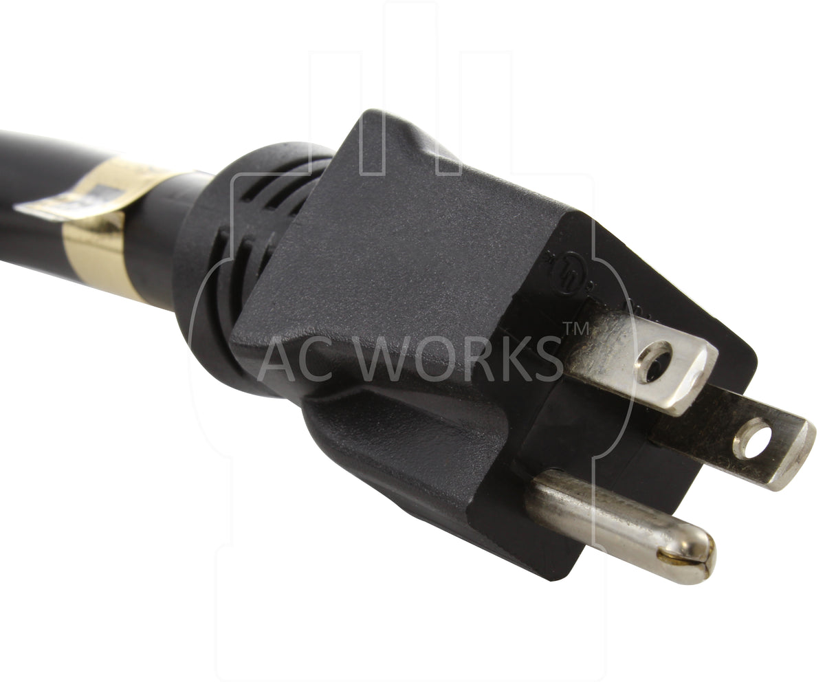 AC WORKS® [S515520-012UL] 1FT STW 12/3 15A to 20A 125V UL Listed Adapter  Cord (20A T-blade)
