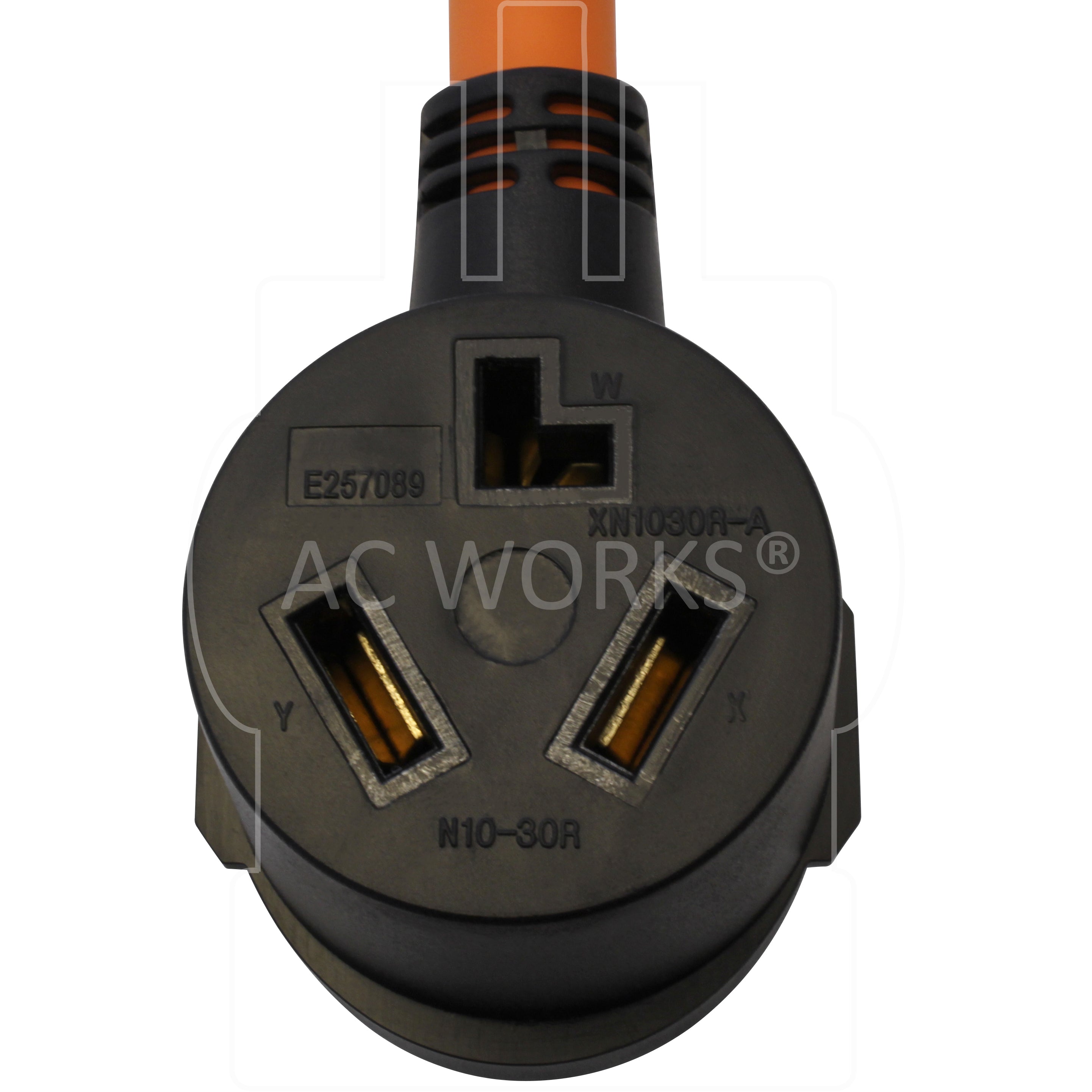 NEMA 10-30R, 1030 female connector, 3-prong dryer connector, 30 amp 250 volt connector