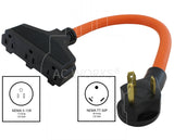 AC WORKS® [TT30W515] 10/3 TT-30P RV/Generator 30A Plug to 3 Household Outlets