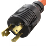 NEMA L6-30P, L630 male plug, 3-prong locking industrial plug, 30 amp industrial plug
