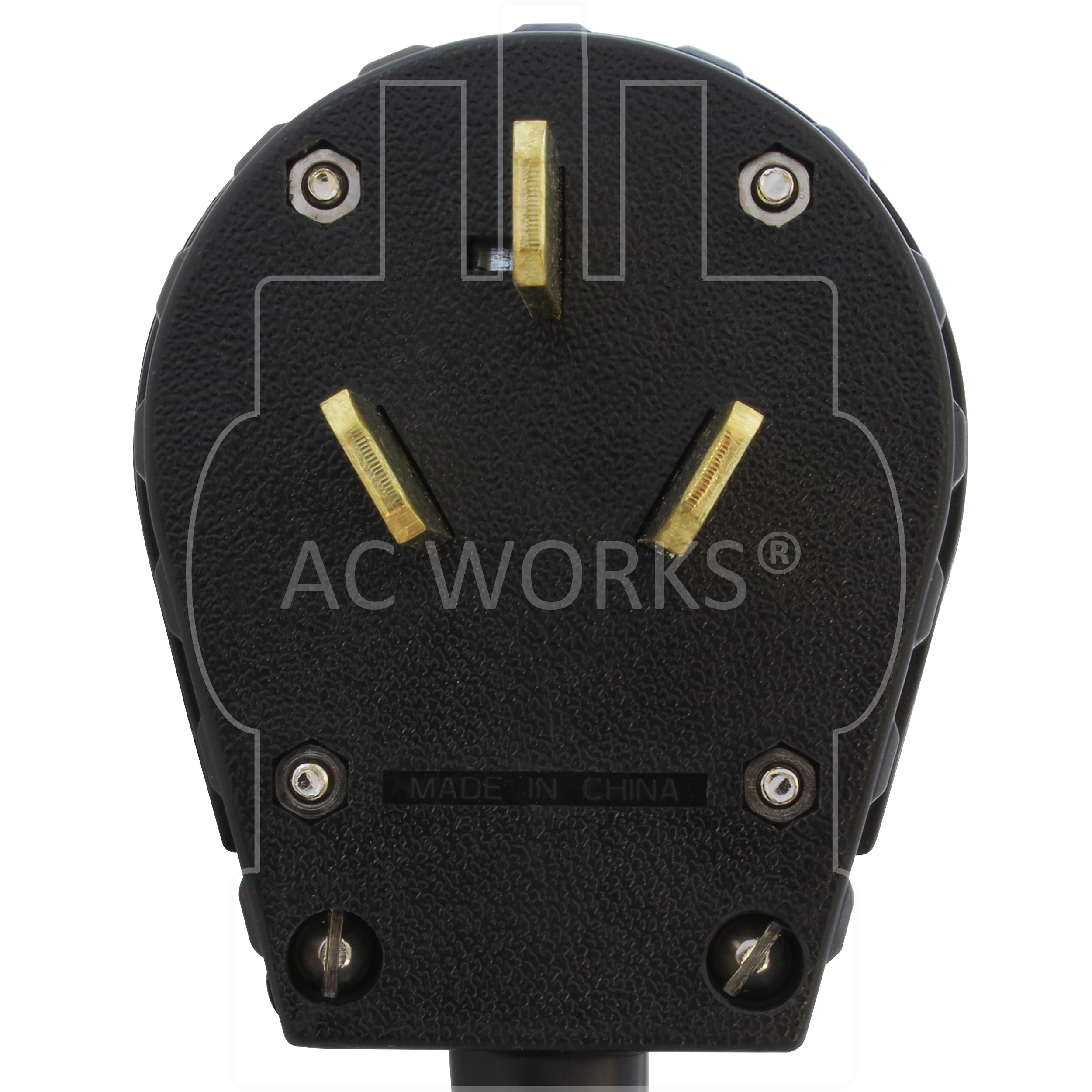 AC WORKS® [1050Y520-036] 50A 125/250V NEMA 10-50 3-Prong Old Style Range/Welder Plug to Two NEMA 5-20 Household Connections