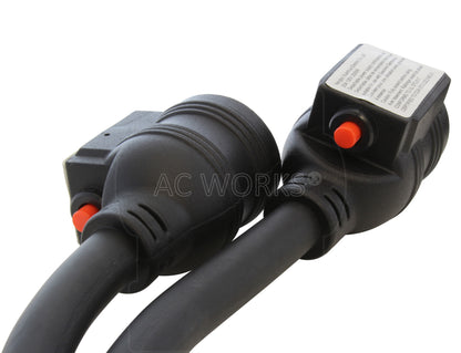 AC WORKS® [1050YCB520] 50A 125/250V NEMA 10-50 3-Prong Range/Welder/Dryer Plug to Two NEMA 5-20 Household Connections With 20A Breakers