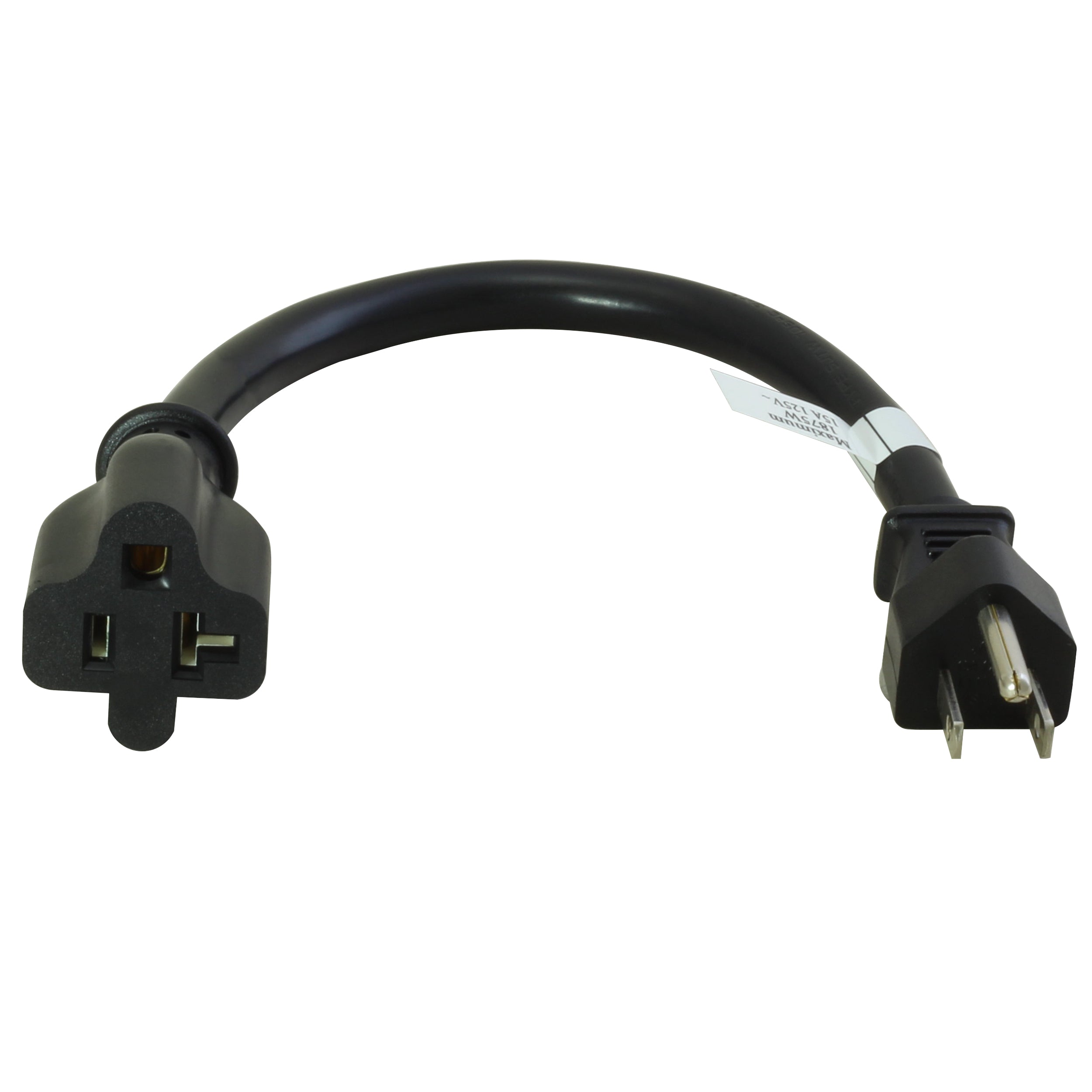 AC WORKS® [S515520-012]1Ft 15A to 20A Plug Adapter Cord NEMA 5-15P to 5-15/20R (20A T-Blade)