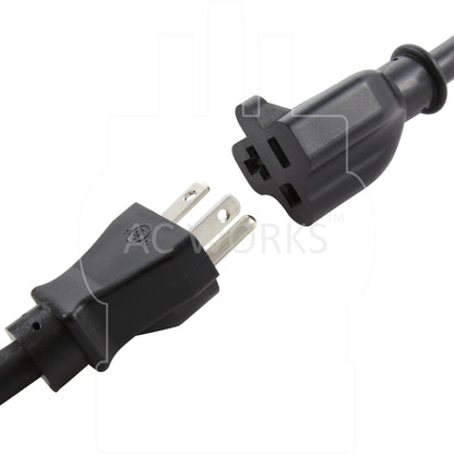 AC WORKS® [S515520-012]1Ft 15A to 20A Plug Adapter Cord NEMA 5-15P to 5-15/20R (20A T-Blade)