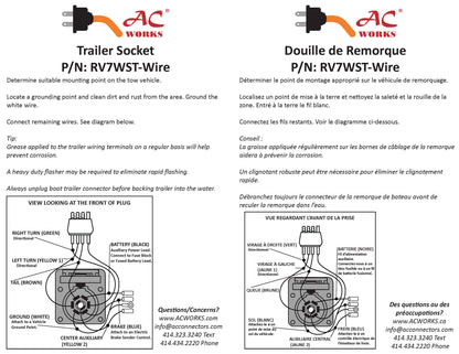 AC WORKS® [RV7WST-WIRE] 4-Way to 7-Way Trailer Socket Adapter