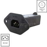 AC WORKS® [AD1308-FG] IEC C14/ SHEET E with Mounting Holes to U.S. Household NEMA 5-15R Connector