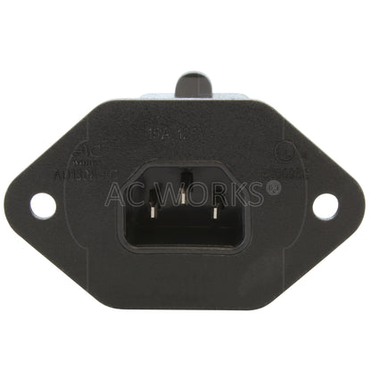 AC WORKS® [AD1308-FG] IEC C14/ SHEET E with Mounting Holes to U.S. Household NEMA 5-15R Connector