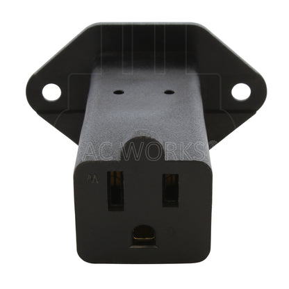 AC WORKS® [AD1308-FG] IEC C14/ SHEET E with Mounting Holes to U.S. Household NEMA 5-15R Connector