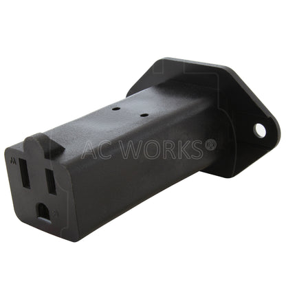 AC WORKS® [AD1308-FG] IEC C14/ SHEET E with Mounting Holes to U.S. Household NEMA 5-15R Connector