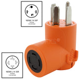 AC WORKS® [AD1430L1430] 4-Prong Dryer Plug to 4-Prong Locking 30 Amp 125/250 L14-30R Adapter