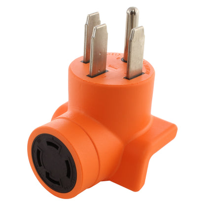 AC WORKS® [AD1450L1430] 4-Prong NEMA 14-50P Plug to 4-Prong 30A Locking NEMA L14-30R Adapter