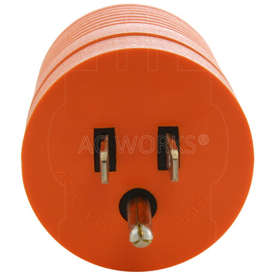 AC WORKS® [AD515L515] Locking Adapter 15A 5-15P Plug to Locking 15A L5-15R Female Connector