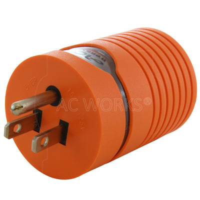 AC WORKS® [AD515L515] Locking Adapter 15A 5-15P Plug to Locking 15A L5-15R Female Connector