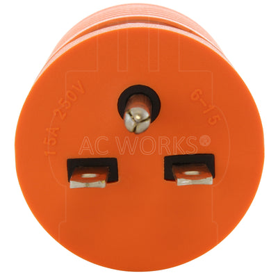 AC WORKS® [AD615L615] Adapter NEMA 6-15P 15A 250V Male Plug to Locking Female L6-15R 15A Connector