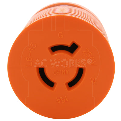 AC WORKS® [AD615L615] Adapter NEMA 6-15P 15A 250V Male Plug to Locking Female L6-15R 15A Connector