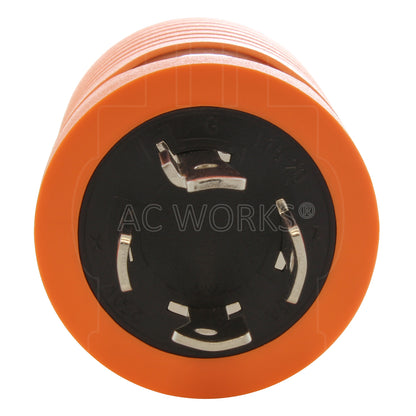 AC WORKS® [ADL1520620] Adapter L15-20P 20A 3-Phase 250V 4-Prong Plug to 6-15/20R 250V 15/20A T-Blade