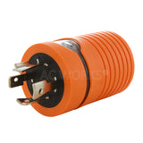 AC WORKS® [ADL1520620] Adapter L15-20P 20A 3-Phase 250V 4-Prong Plug to 6-15/20R 250V 15/20A T-Blade
