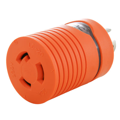 AC WORKS® [ADL1520L620] Adapter L15-20P 20A 3-Phase 250V 4-Prong Plug to L6-20R 20A 250V Connector