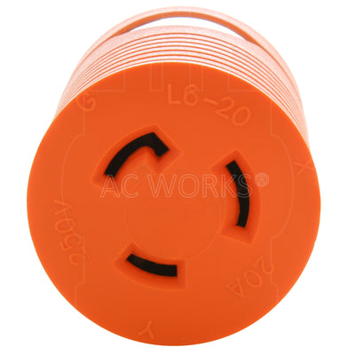AC WORKS® [ADL1520L620] Adapter L15-20P 20A 3-Phase 250V 4-Prong Plug to L6-20R 20A 250V Connector