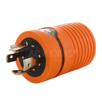 AC WORKS® [ADL1520L620] Adapter L15-20P 20A 3-Phase 250V 4-Prong Plug to L6-20R 20A 250V Connector