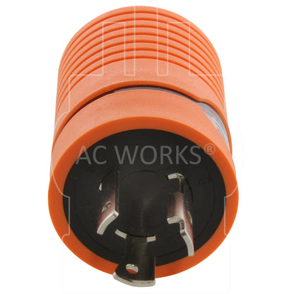 AC WORKS® [ADL520L530] Locking Adapter L5-20P 20A 125V Locking Plug to L5-30R 30A 3-Prong Connector