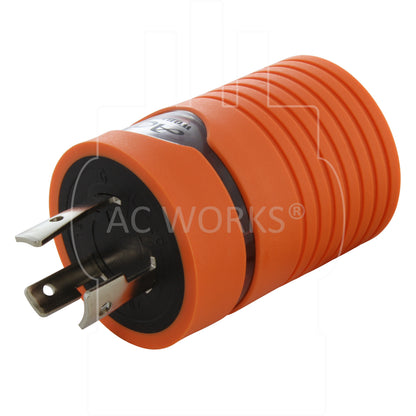 AC WORKS® [ADL520L530] Locking Adapter L5-20P 20A 125V Locking Plug to L5-30R 30A 3-Prong Connector