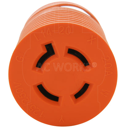 AC WORKS® [ADL620L1420] Adapter L6-20P 20A 250V Locking Plug to 4-Prong 20A L14-20R Connector