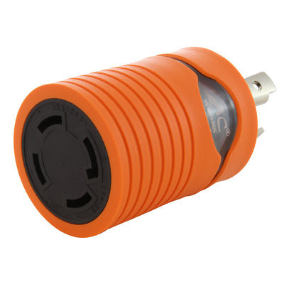 AC WORKS® [ADL630L1430] Locking Adapter L6-30P 30A 250V Locking Plug to 4-Prong 30A L14-30R