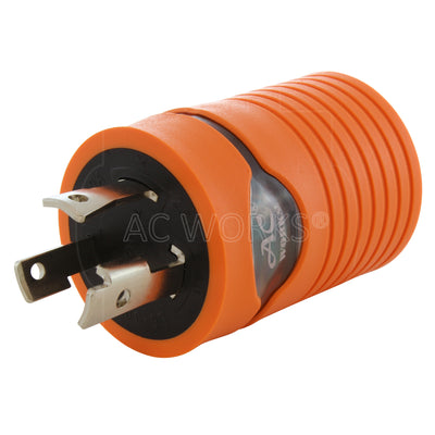 AC WORKS® [ADL630L1430] Locking Adapter L6-30P 30A 250V Locking Plug to 4-Prong 30A L14-30R