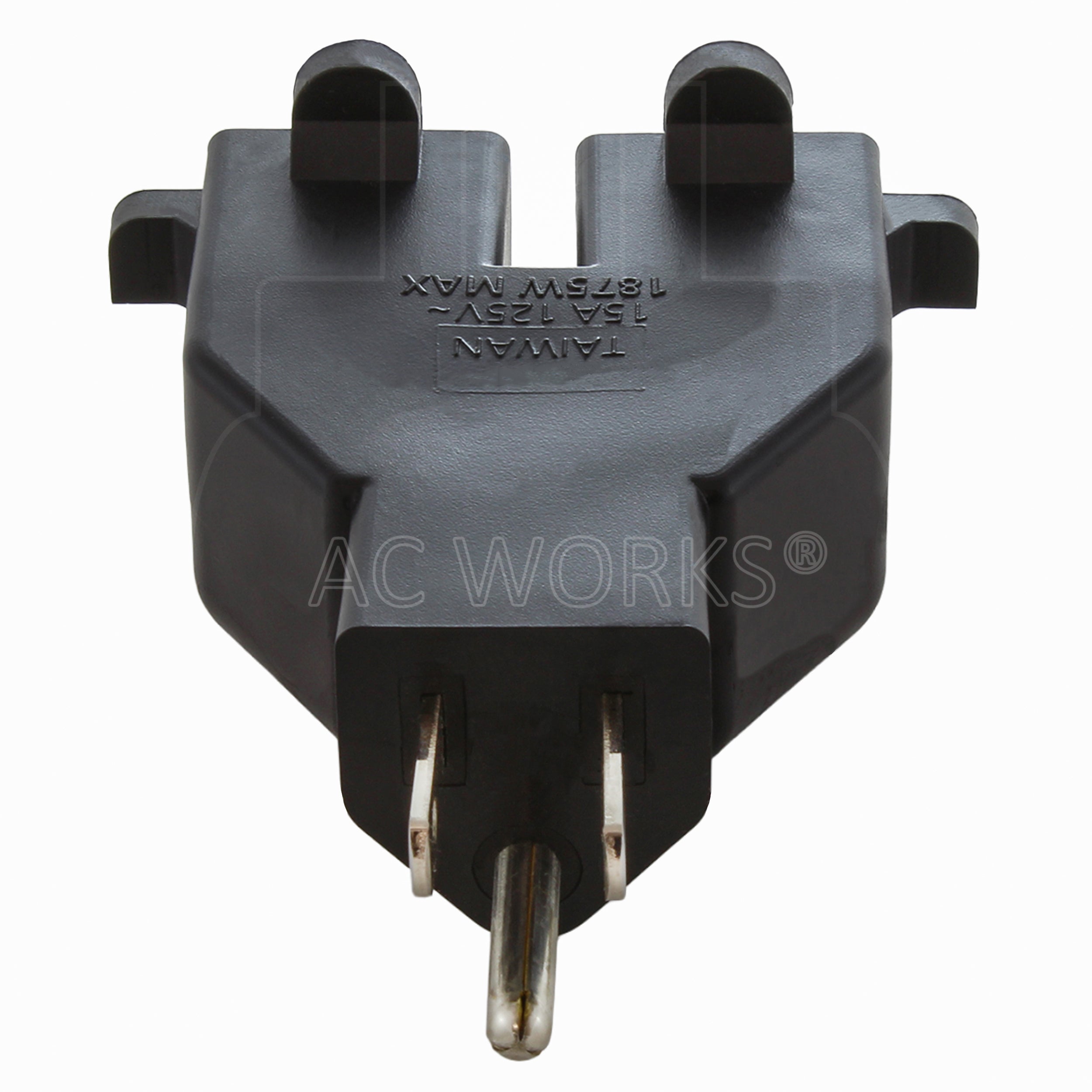 AC WORKS® [ADV104] 3-Prong Heavy-Duty V-DUO Household Outlet Adapter