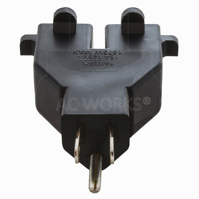 AC WORKS® [ADV104] 3-Prong Heavy-Duty V-DUO Household Outlet Adapter