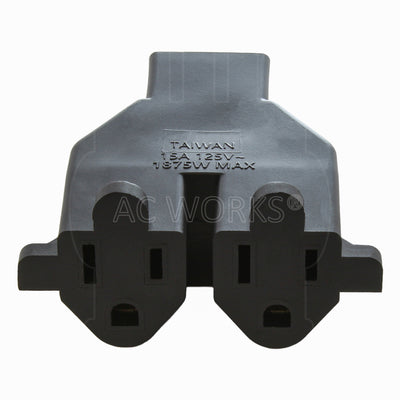 AC WORKS® [ADV104] 3-Prong Heavy-Duty V-DUO Household Outlet Adapter